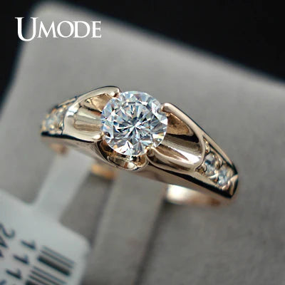 UMODE  Rose Gold Color Mounting anel feminino aneis bijoux 0.5 ct Zirconia  Engagement Jewelry Rings JR0064A