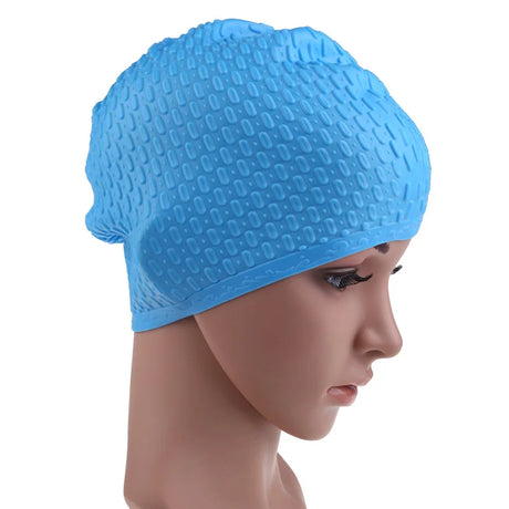 Silicone Waterproof Swimming Caps Protect Ears Long Hair Sports Swim Pool Hat Swimming Cap Free size for Men & Women Adults