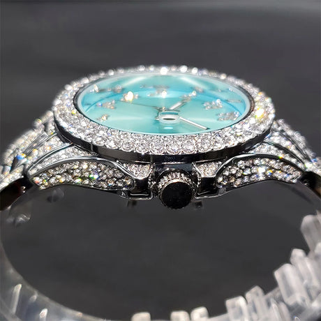 MISSFOX Mode Marke Street Style Hip Hop Quarz- Uhr Unisex Uhren Glänzend mit Diamant