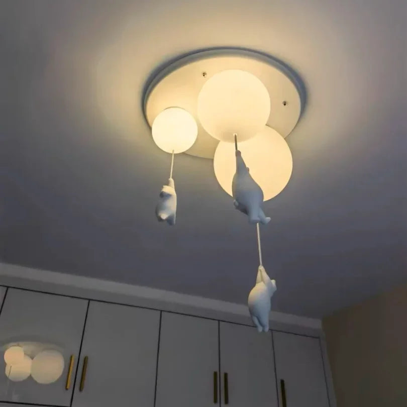 Novelty Pendant Light for Bedroom Children Kids Cartoon Hanging Lamp Balloon Bear Ceiling Chandeliers Modern Led Creative School