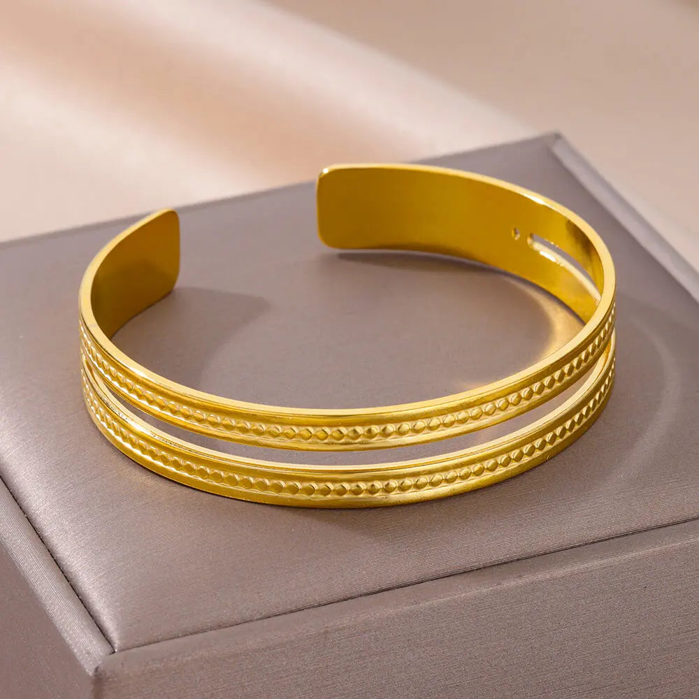 Multi-layer Bangles Bracelet for Women Gold Color Stainless Steel Bracelets 2024 Trend Luxury Jewerly Free Shipping pulseras