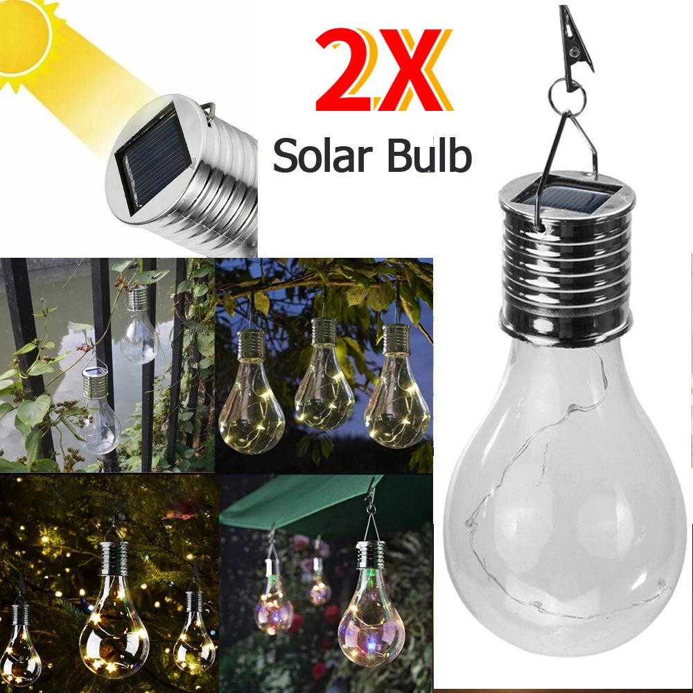 2 Stück Outdoor Wasserdicht Hängende Solarbetriebene LED Glühbirnen Dekoration Laterne Scheinwerfer Tragbar Drehbar Camping Zelt Lampe